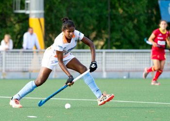 Namita Toppo in action against Spain