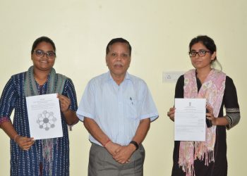 Mama Mohanty and Mona Kumari with OUAT Vice-Chancellor Surendranath Pasupalak