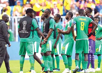 Senegal players look dejected after losing to Colombia which ended their World Cup campaign in Russia