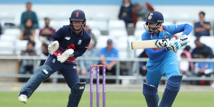 Shreyas Iyer hits through the off side against ECB XI