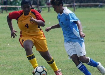 Odisha and Telangana players in action during their match at Cuttack, Saturday    