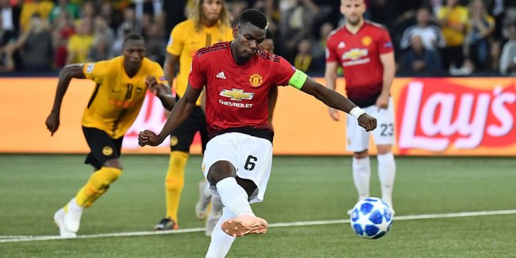 Manchester United's  Paul Pogba scores a penalty against Young Boys during their Champions League group H match