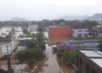 Bhanjanagar town in Ganjam district inundated by floodwater, Friday