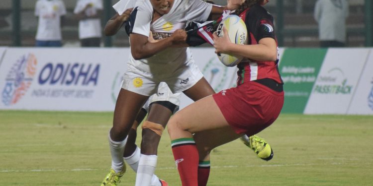 India and UAE players in action during their match at the Kalinga Stadium in Bhubaneswar, Friday   