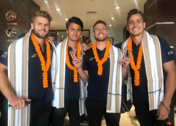 Australia players are all smiles after their arrival in Bhubaneswar, Saturday