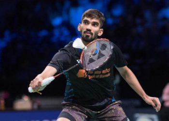 Kidambi Srikanth plays a shot against compatriot HS Prannoy in Kowloon, Thursday