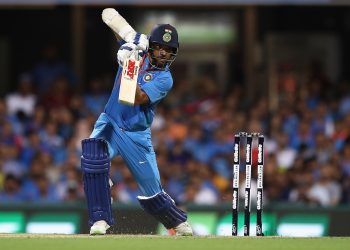 Shikhar Dhawan drives one through offside during his innings against Australia at Gabba, Wednesday 