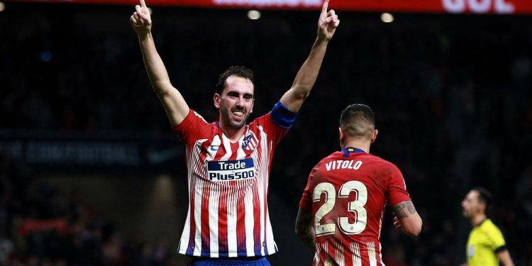 Diego Godin is ecstatic after scoring the winner against Athletic Bilbao in Madrid, Saturday