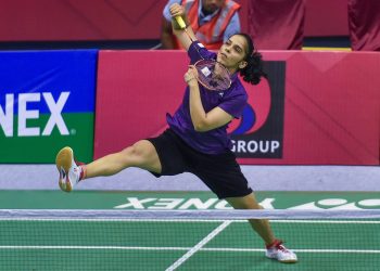 Saina Nehwal plays against Amolika Singh Sisodiya (unseen) at Syed Modi International Badminton Championships in Lucknow