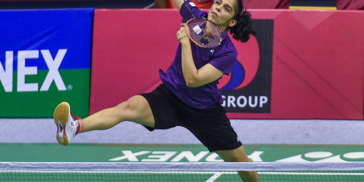 Saina Nehwal plays against Amolika Singh Sisodiya (unseen) at Syed Modi International Badminton Championships in Lucknow