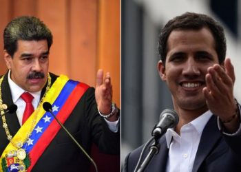 Composite photo showing Nicolas Maduro (left) and Juan Guaido