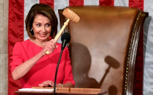 New Speaker of the US House of Representatives Nancy Pelosi takes the gavel as the new Congress opens -- the Democrat is the only woman ever to hold the post, and this is her second stint (AFP)