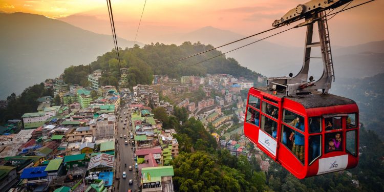 Bird's eye view of Gangtok