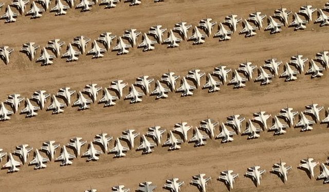 C-141 and B-52 aircraft at Davis-Monthan Air Force Base AMARG boneyard