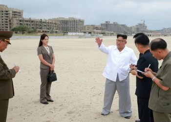 North Korean leader Kim Jong Un (3rd R) visited the resort at least three times last year according to state media (AFP)