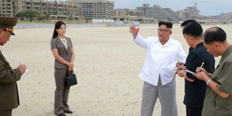 North Korean leader Kim Jong Un (3rd R) visited the resort at least three times last year according to state media (AFP)