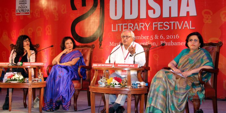 Nirmal Kanti Bhattacharya, Meenakshi Madhavan Reddy, Radha Chakravarty and Rakshanda Jalil during their session (Image credit: Odisha Literary Fest 2016)