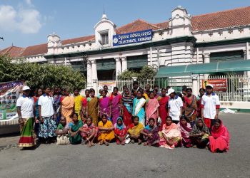 Bhuyan tribals in front of the Keonjhar Collectorate office, Wednesday