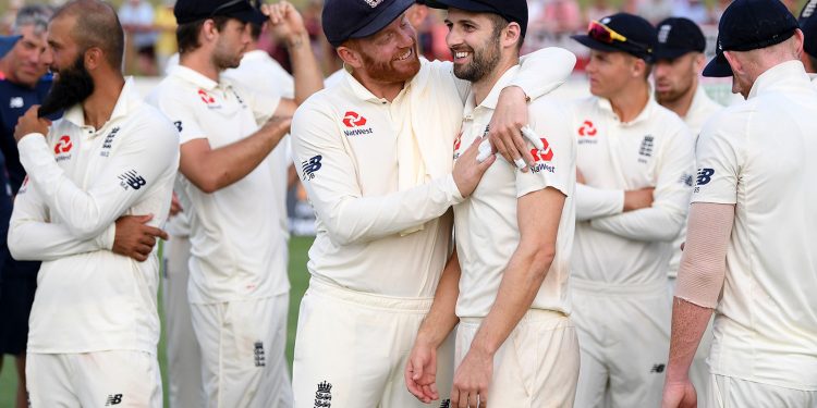 England players in a jubilant mood after their massive win against the West Indies in the third Test