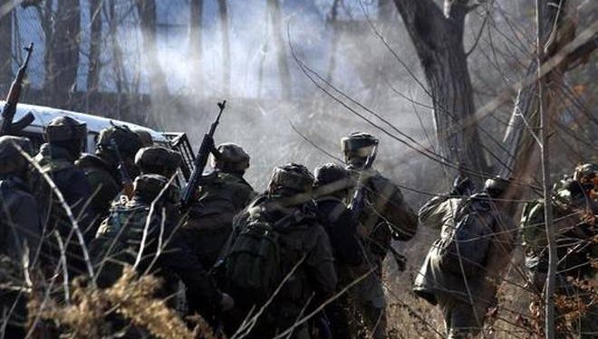 Army soldiers during an encounter with militants in Pulwama district of south Kashmir. (PTI)