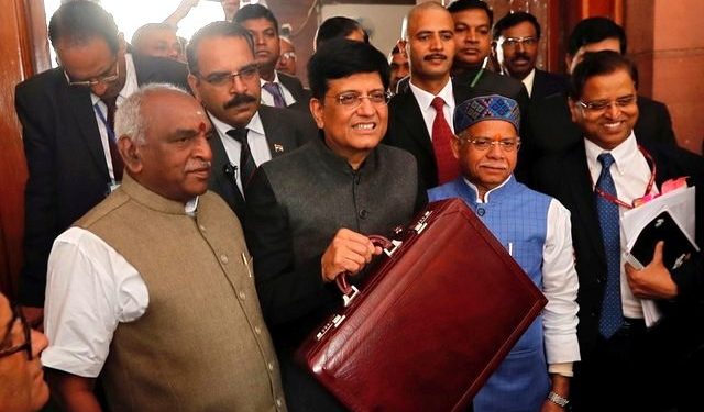 Union Minister Piyush Goyal before the presentation of the Interim-Budget