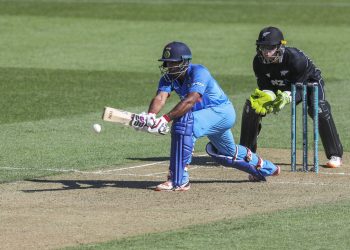 India's Ambati Rayudu plays a lap shot during his match-winning innings against New Zealand, Sunday