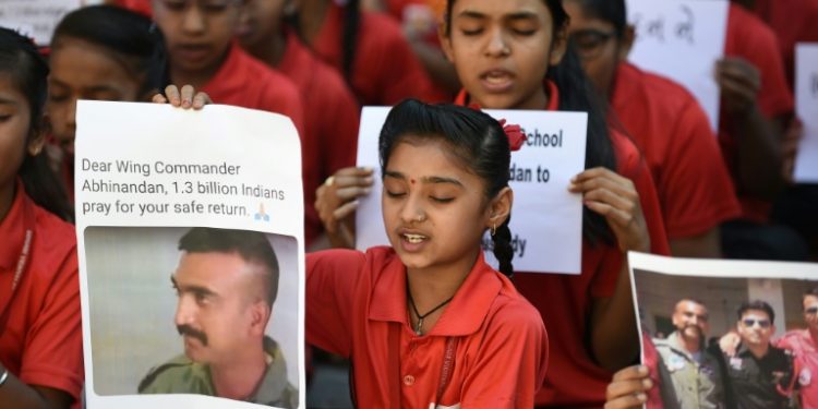 People across India have called for the safe return from Pakistan of Wing Commander Abhinandan Varthaman after he was shot down over Kashmir (AFP)