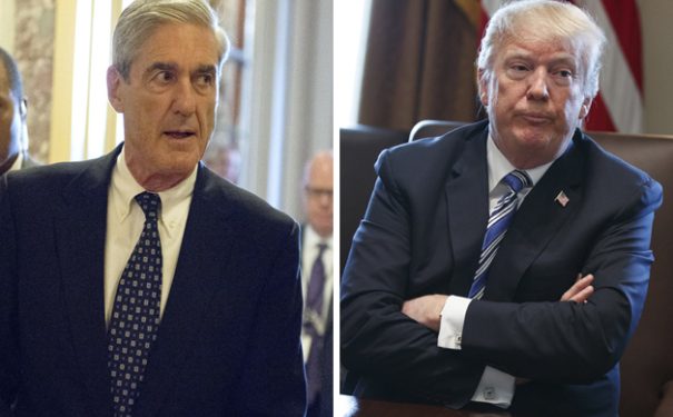 Robert Mueller (L) and Donald Trump