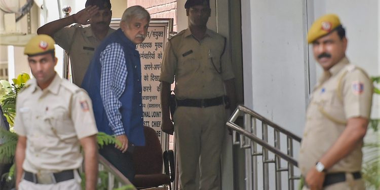 New Delhi: Chief Elections Commissioner (CEC) Sunil Arora arrives at his office at Election Commission of India, in New Delhi, Saturday, April 6, 2019. (PTI Photo/Vijay Verma)