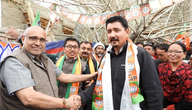 Almost the entire Leh unit of the PDP led by Gyalson (pictured) joined the BJP at the party headquarters Tuesday evening.