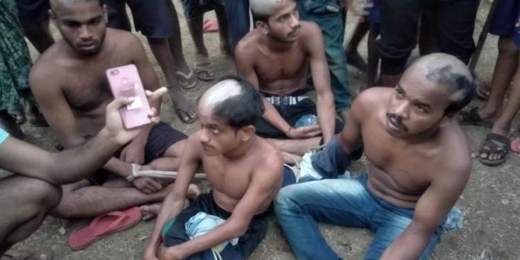 Villagers parade 4 youths after tonsuring heads