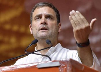 Madurai: Congress President Rahul Gandhi addresses a public meeting during the ongoing general elections, at Madurai, Friday, April 12, 2019. (PTI Photo)(PTI4_12_2019_000132B)