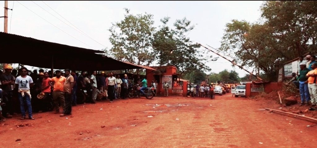 Mining workers on strike