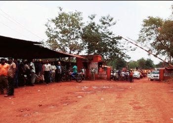 Mining workers on strike