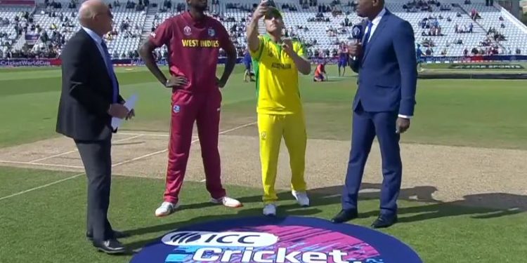 West Indies made one change, bringing in Evin Lewis in place of Darren Bravo, while Australia decided to play with the same side.