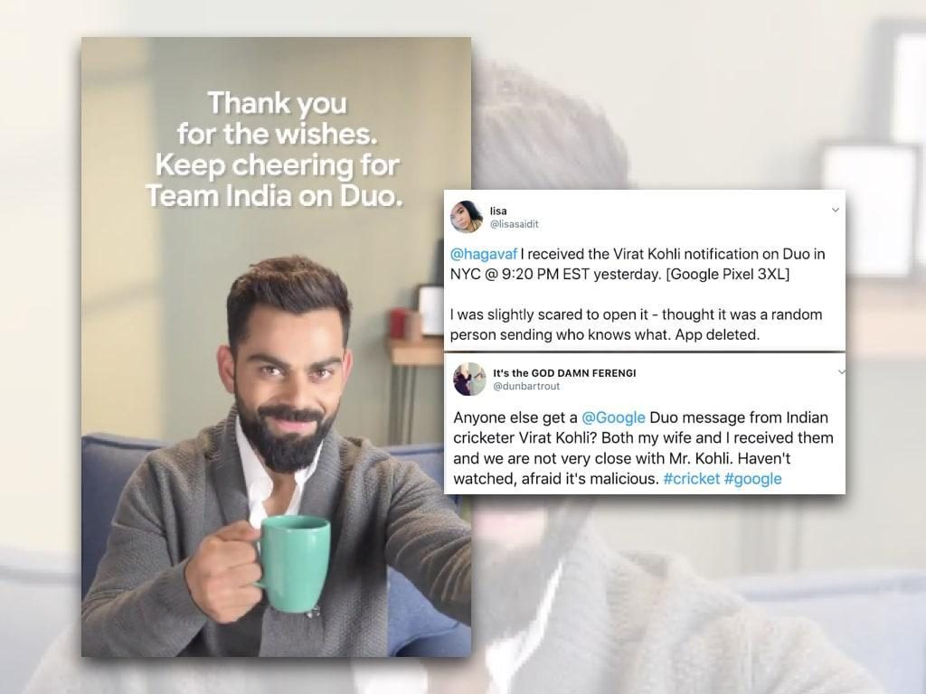 Google apologies for sending Kohli's message to users