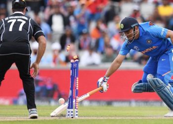 The former India skipper was caught short of his crease by Martin Guptill with a brilliant direct hit in the penultimate over of the match.