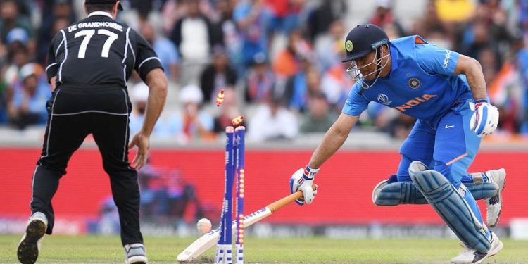 The former India skipper was caught short of his crease by Martin Guptill with a brilliant direct hit in the penultimate over of the match.