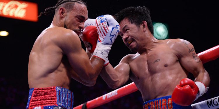 Pacquiao floored Thurman with an electrifying combination in the first round and remained on the front foot throughout a pulsating 12-round duel.