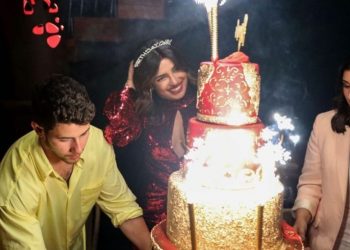 Quantico actress Priyanka Chopra wears sindoor at birthday party