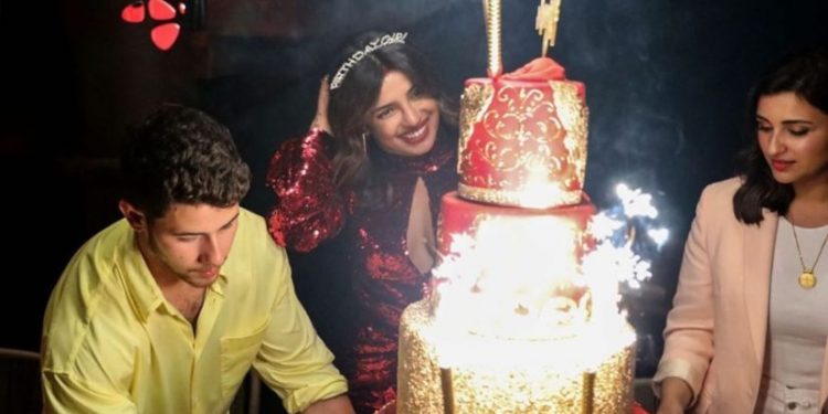 Quantico actress Priyanka Chopra wears sindoor at birthday party