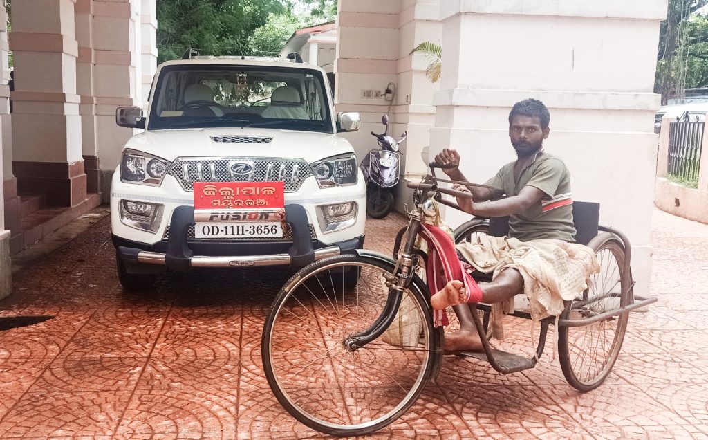 Subramaniyam Patro on the Mayurbhanj Collector’s office premises, Monday