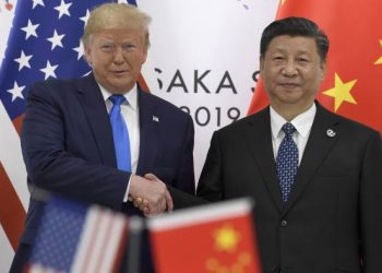 US President Donald Trump with China's leader Xi Jinping on during G20 summit