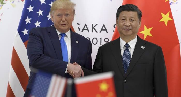 US President Donald Trump with China's leader Xi Jinping on during G20 summit