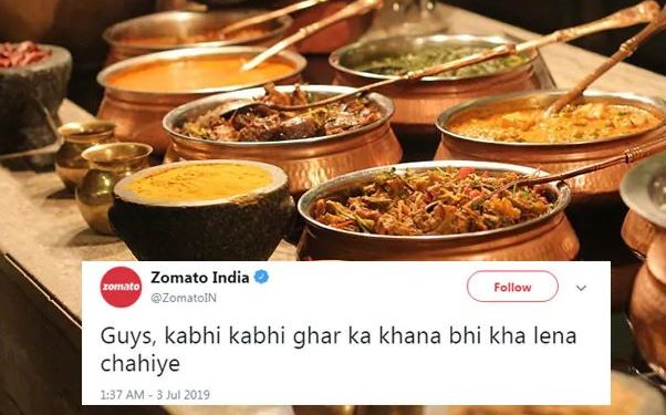 Zomato's 'Ghar Ka Khana' tweet triggers hilarious trend