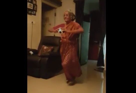 A Twitter user shared a gif which showed an elderly woman imitating Bumrah's bowling style.