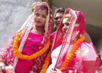 The girls, residents of Rohaniya, reached a Shiva temple Wednesday and asked the priest to perform their marriage. The priest refused but the girls kept sitting inside the temple till he relented.