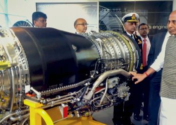 Defence Minister Rajnath Singh at the engine manufacturing facility