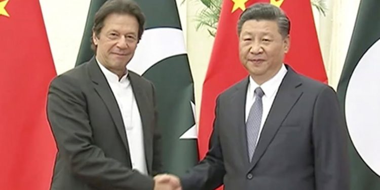 Chinese President Xi Jinping and Pakistan PM Imran Khan. File pic