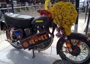 Indian temple where a bike is worshipped